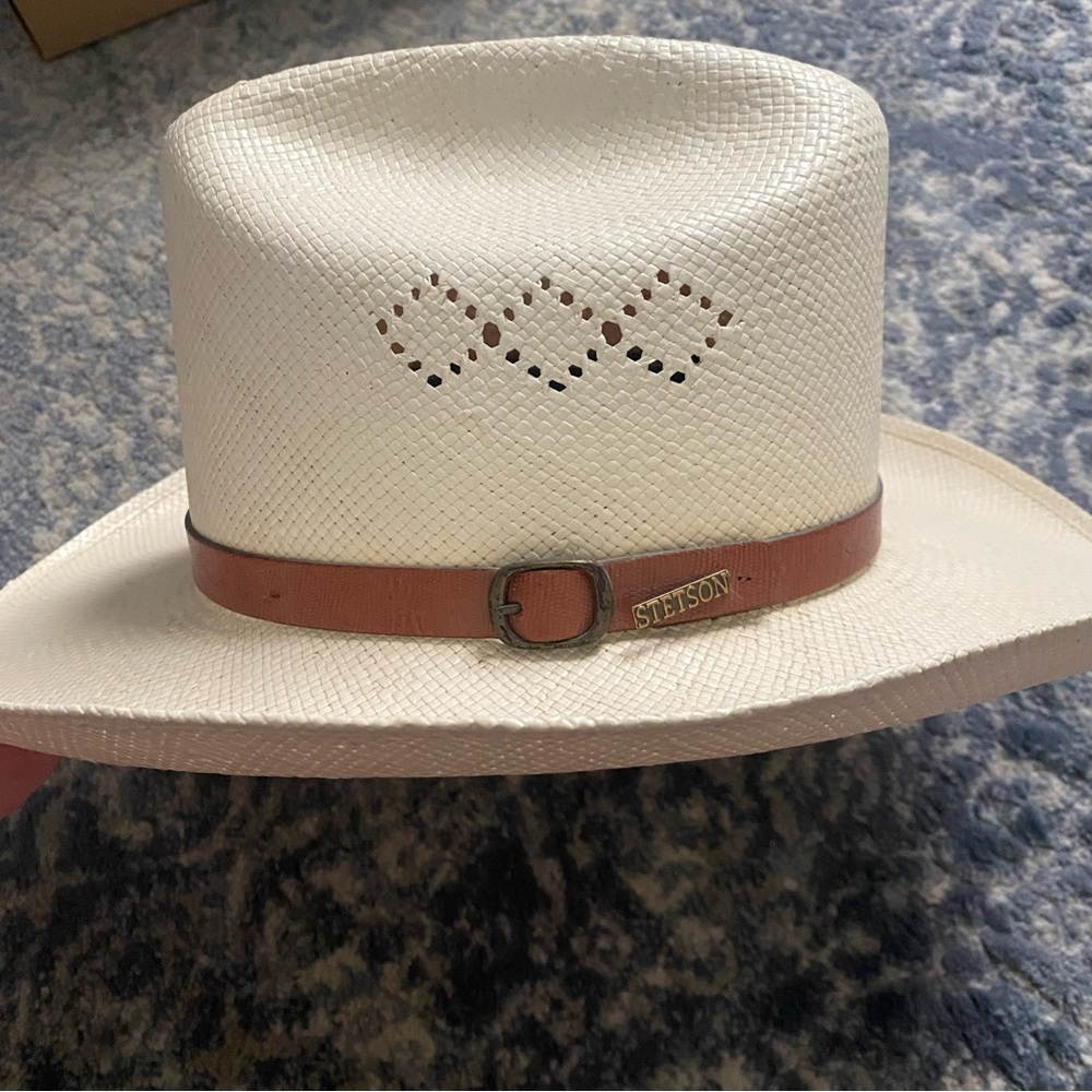 Stetson Ivory Hat with Tan Leather Band